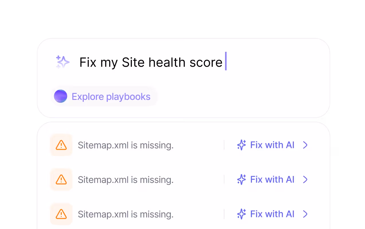 SEO audit issue list with one-click AI fixes